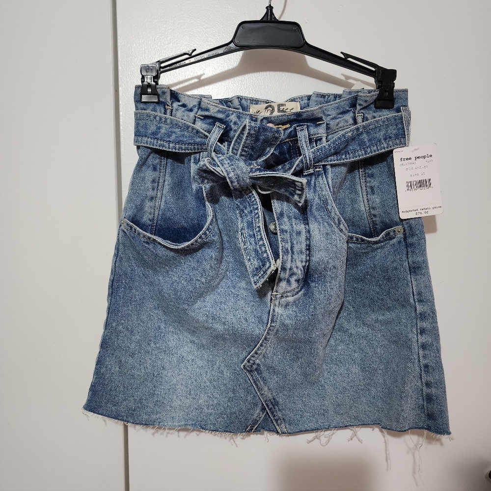 Free People Indigo Mini Skirt Size 25